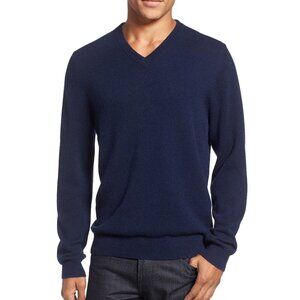 Nordstrom Men’s Shop Cashmere V-Neck Pullover in Navy, size Large, Oversize